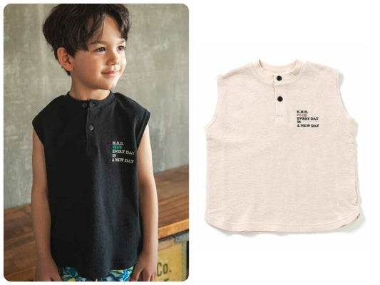 Japanese children's clothing BREEZE embroidered letter vest 80-140cm boys' summer TOPS 