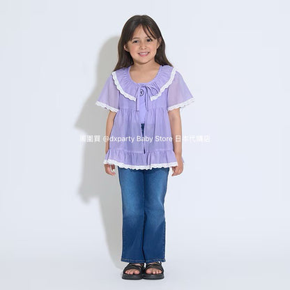 Japanese children's clothing Ly# mine chiffon coat shirt 100-150cm girls summer TOPS OUTERWEAR 