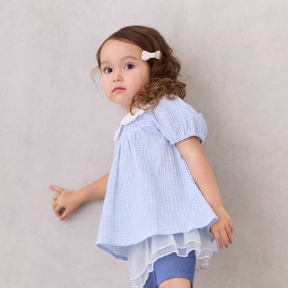 Japanese children's clothing pe#main heart-shaped embroidered collar top 80-130cm girls summer TOPS 