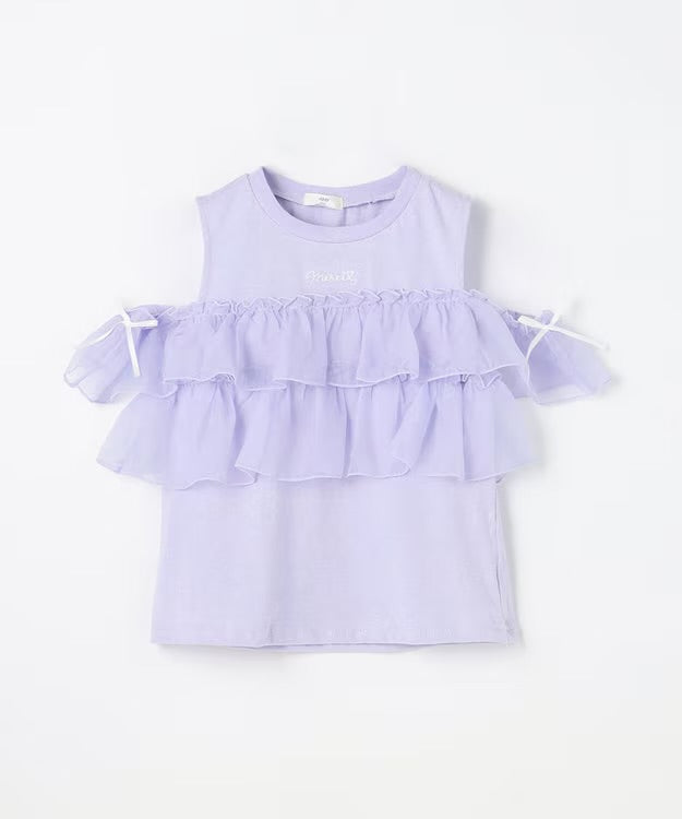 日本童裝 aF#a325 接觸冷感 3Way 露肩薄紗上衣 110-150cm 女童款 夏季 TOPS