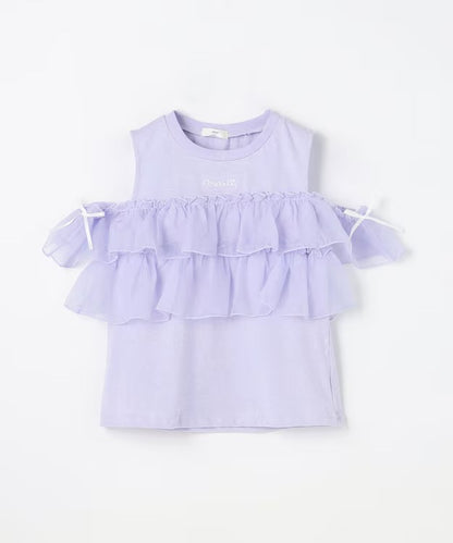 日本童裝 aF#a325 接觸冷感 3Way 露肩薄紗上衣 110-150cm 女童款 夏季 TOPS