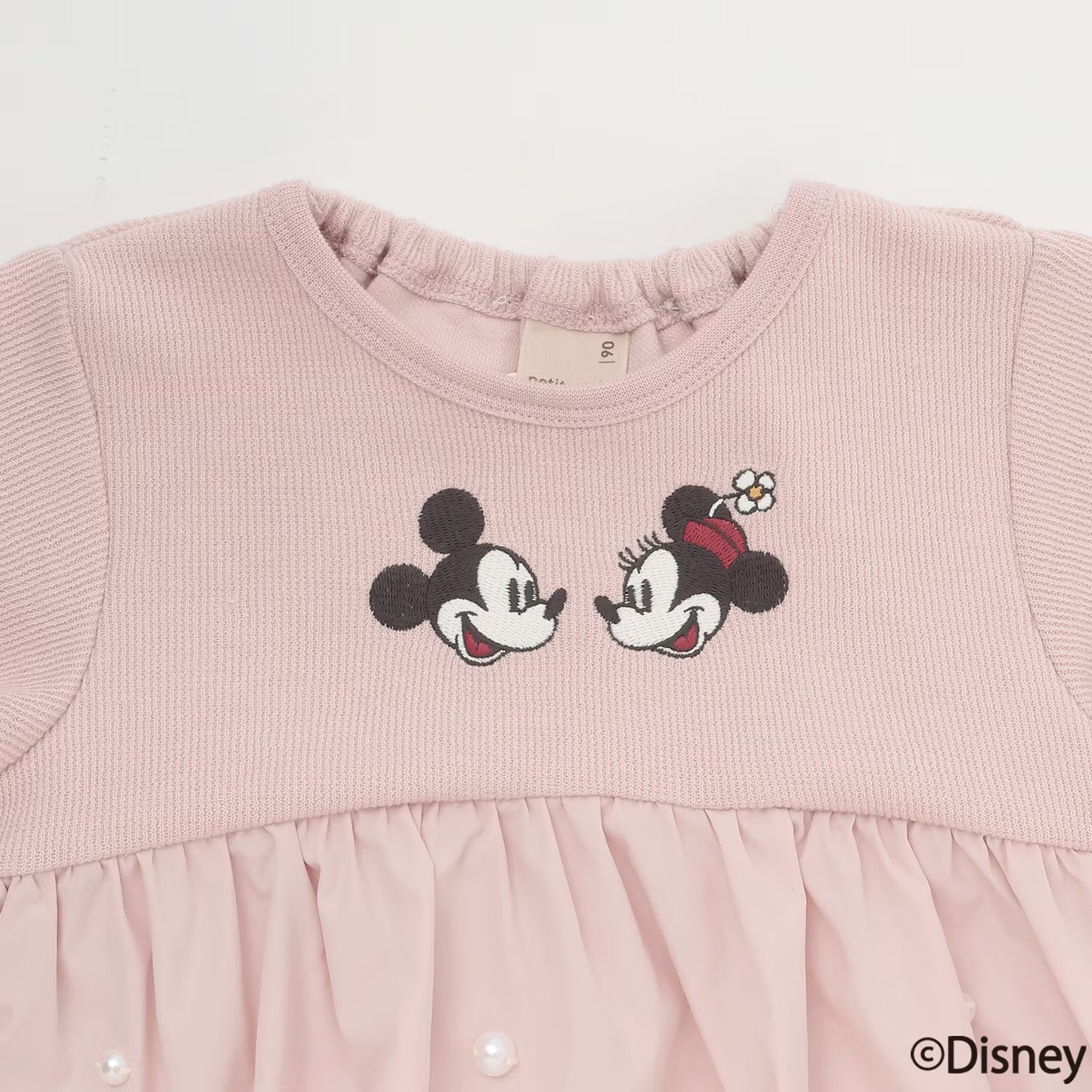 日本童裝 pe#main x Disney 珍珠拼接上衣 80-130cm 女童款 秋季 TOPS