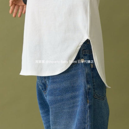 Japanese children's clothing b・R# water-absorbing quick-drying series cool to the touch color-blocked three-quarter sleeve top 100-150cm boys/girls spring and summer TOPS 