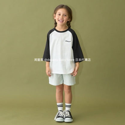 Japanese children's clothing b・R# water-absorbing quick-drying series cool to the touch color-blocked three-quarter sleeve top 100-150cm boys/girls spring and summer TOPS 