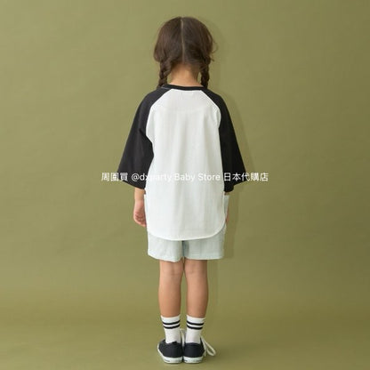 Japanese children's clothing b・R# water-absorbing quick-drying series cool to the touch color-blocked three-quarter sleeve top 100-150cm boys/girls spring and summer TOPS 