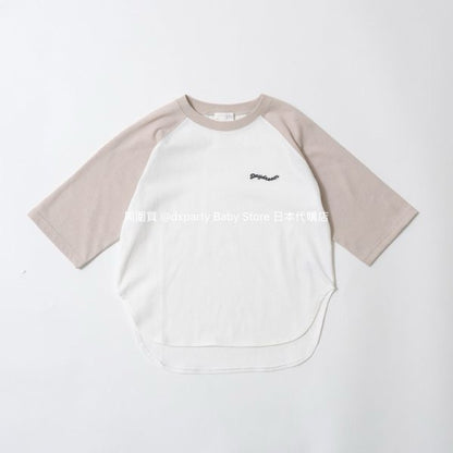 Japanese children's clothing b・R# water-absorbing quick-drying series cool to the touch color-blocked three-quarter sleeve top 100-150cm boys/girls spring and summer TOPS 