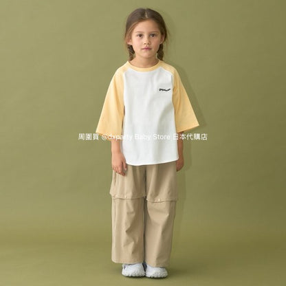 Japanese children's clothing b・R# water-absorbing quick-drying series cool to the touch color-blocked three-quarter sleeve top 100-150cm boys/girls spring and summer TOPS 