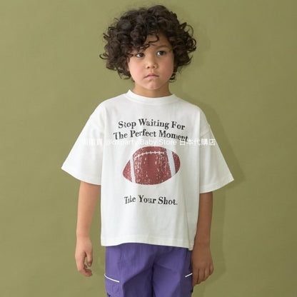 Japanese children's clothing b・R# water-absorbing quick-drying series contact cool print short-sleeved top 100-150cm boys/girls spring and summer TOPS 