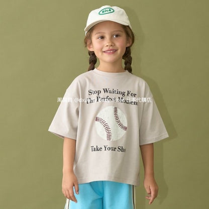 Japanese children's clothing b・R# water-absorbing quick-drying series contact cool print short-sleeved top 100-150cm boys/girls spring and summer TOPS 
