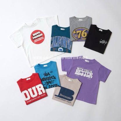 Japanese children's clothing b・R# water-absorbing quick-drying series touch cool letter print short-sleeved top 100-150cm boys/girls spring and summer TOPS 
