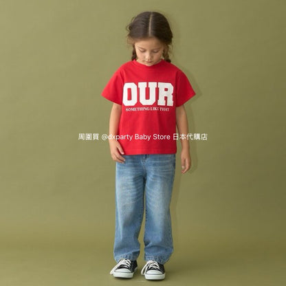 Japanese children's clothing b・R# water-absorbing quick-drying series touch cool letter print short-sleeved top 100-150cm boys/girls spring and summer TOPS 