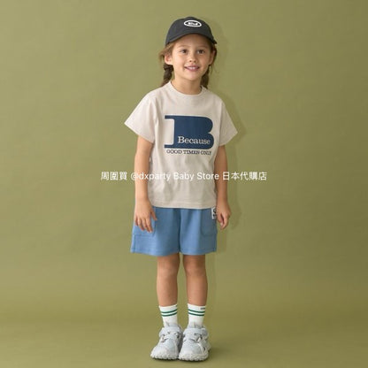 Japanese children's clothing b・R# water-absorbing quick-drying series touch cool letter print short-sleeved top 100-150cm boys/girls spring and summer TOPS 