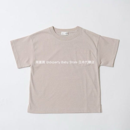 Japanese children's clothing b・R# water-absorbing quick-drying series touch cool solid color pocket short-sleeved top 100-150cm boys/girls spring and summer TOPS 