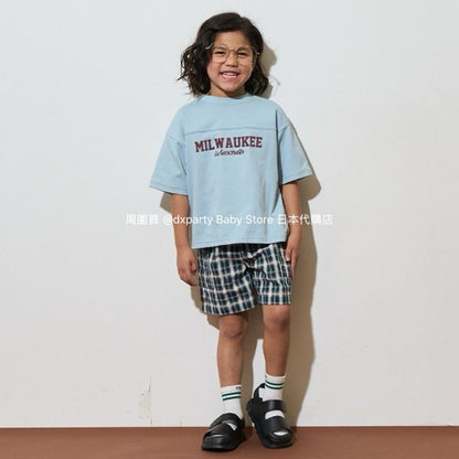Japanese children's clothing b・R# 2Way two-piece quick-drying series cool contact letter short-sleeved top 100-150cm boys/girls spring and summer TOPS 