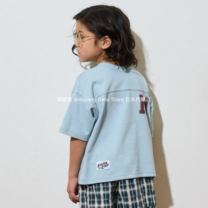 Japanese children's clothing b・R# 2Way two-piece quick-drying series cool contact letter short-sleeved top 100-150cm boys/girls spring and summer TOPS 
