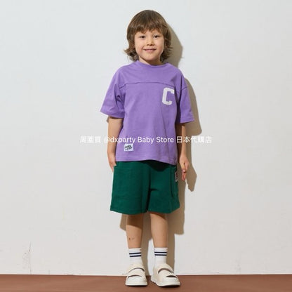 Japanese children's clothing b・R# 2Way two-piece quick-drying series cool contact letter short-sleeved top 100-150cm boys/girls spring and summer TOPS 