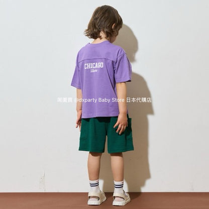 Japanese children's clothing b・R# 2Way two-piece quick-drying series cool contact letter short-sleeved top 100-150cm boys/girls spring and summer TOPS 