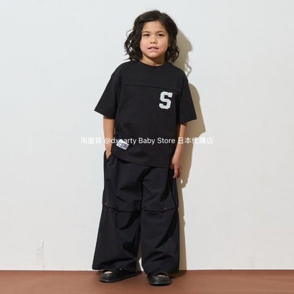 Japanese children's clothing b・R# 2Way two-piece quick-drying series cool contact letter short-sleeved top 100-150cm boys/girls spring and summer TOPS 