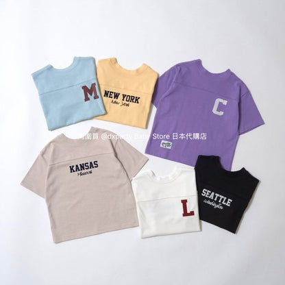 Japanese children's clothing b・R# 2Way two-piece quick-drying series cool contact letter short-sleeved top 100-150cm boys/girls spring and summer TOPS 