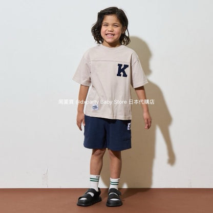 Japanese children's clothing b・R# 2Way two-piece quick-drying series cool contact letter short-sleeved top 100-150cm boys/girls spring and summer TOPS 