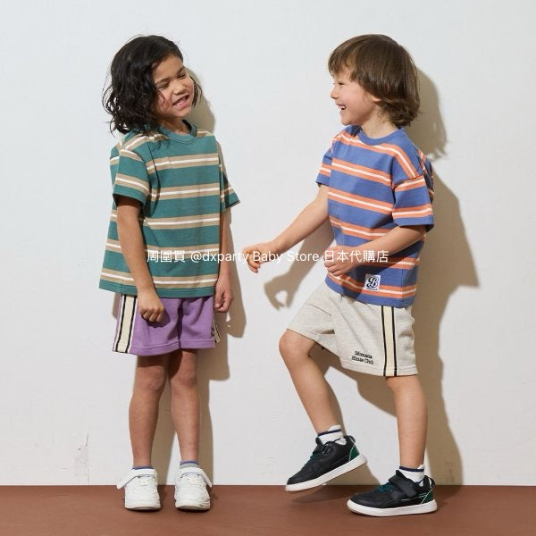 Japanese children's clothing b・R# striped short-sleeved top 100-150cm boys/girls spring and summer TOPS 