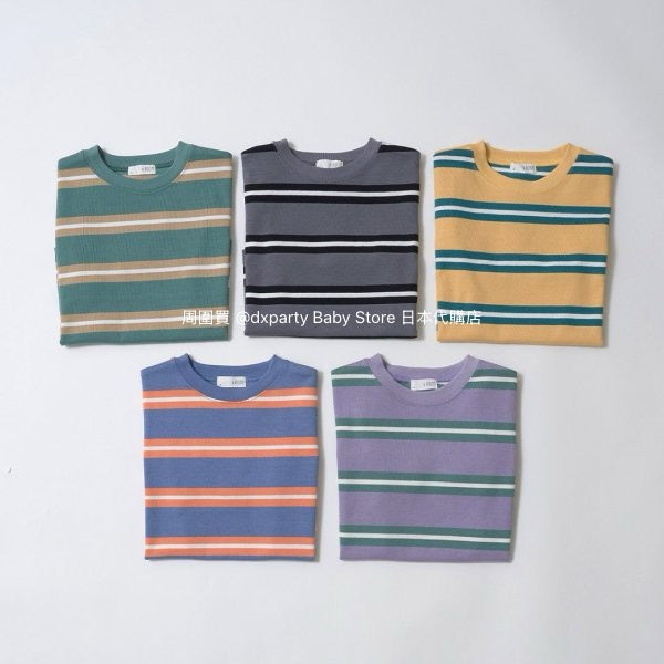Japanese children's clothing b・R# striped short-sleeved top 100-150cm boys/girls spring and summer TOPS 