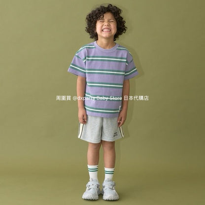 Japanese children's clothing b・R# striped short-sleeved top 100-150cm boys/girls spring and summer TOPS 