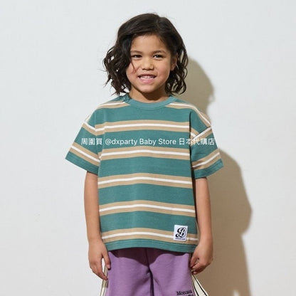 Japanese children's clothing b・R# striped short-sleeved top 100-150cm boys/girls spring and summer TOPS 
