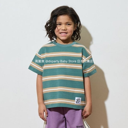 Japanese children's clothing b・R# striped short-sleeved top 100-150cm boys/girls spring and summer TOPS 