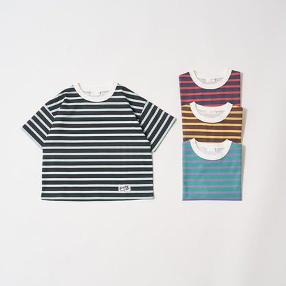 Japanese children's clothing b・R# contact cool water absorption quick dry series striped top 100-150cm boys/girls summer TOPS 