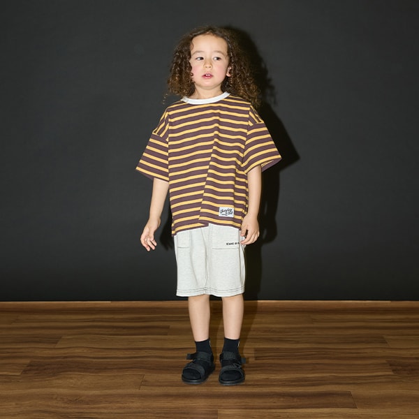 Japanese children's clothing b・R# contact cool water absorption quick dry series striped top 100-150cm boys/girls summer TOPS 