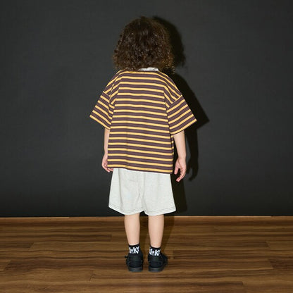 Japanese children's clothing b・R# contact cool water absorption quick dry series striped top 100-150cm boys/girls summer TOPS 