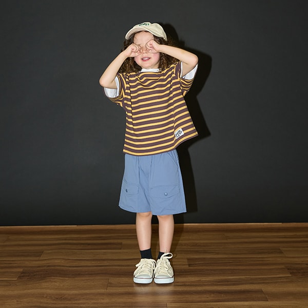 Japanese children's clothing b・R# contact cool water absorption quick dry series striped top 100-150cm boys/girls summer TOPS 