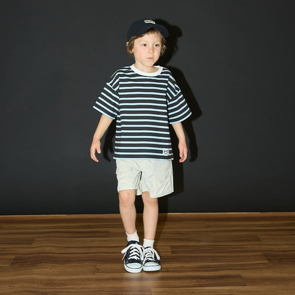 Japanese children's clothing b・R# contact cool water absorption quick dry series striped top 100-150cm boys/girls summer TOPS 