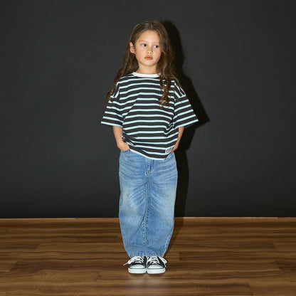 Japanese children's clothing b・R# contact cool water absorption quick dry series striped top 100-150cm boys/girls summer TOPS 