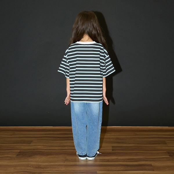 Japanese children's clothing b・R# contact cool water absorption quick dry series striped top 100-150cm boys/girls summer TOPS 