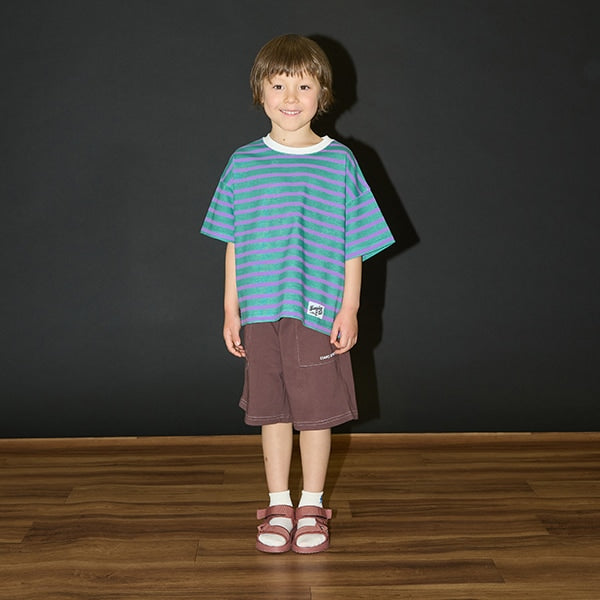 Japanese children's clothing b・R# contact cool water absorption quick dry series striped top 100-150cm boys/girls summer TOPS 