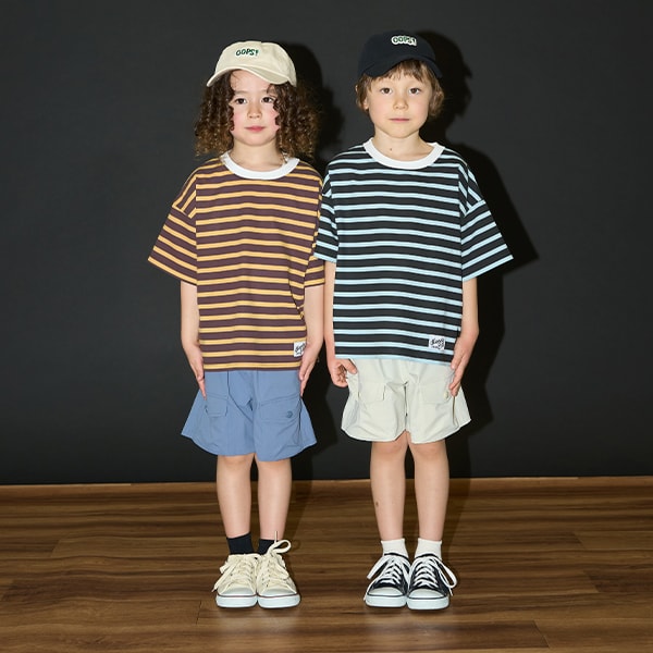 Japanese children's clothing b・R# contact cool water absorption quick dry series striped top 100-150cm boys/girls summer TOPS 