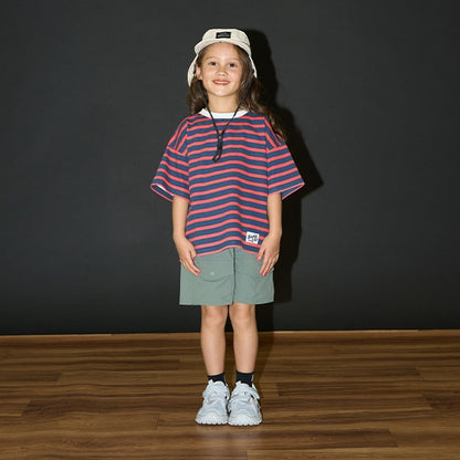 Japanese children's clothing b・R# contact cool water absorption quick dry series striped top 100-150cm boys/girls summer TOPS 