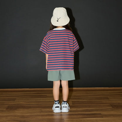 Japanese children's clothing b・R# contact cool water absorption quick dry series striped top 100-150cm boys/girls summer TOPS 