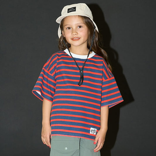 Japanese children's clothing b・R# contact cool water absorption quick dry series striped top 100-150cm boys/girls summer TOPS 