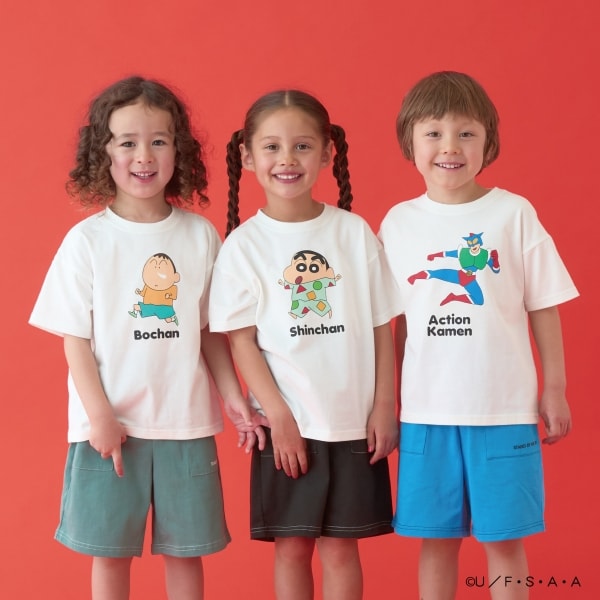 Japanese children's clothing b・R# x Crayon Shin-chan cool contact water-absorbing quick-drying series short-sleeved tops 100-140cm boys'/girls' summer TOPS 