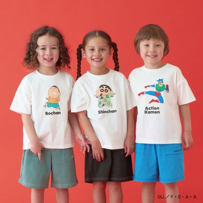 Japanese children's clothing b・R# x Crayon Shin-chan cool contact water-absorbing quick-drying series short-sleeved tops 100-140cm boys'/girls' summer TOPS 