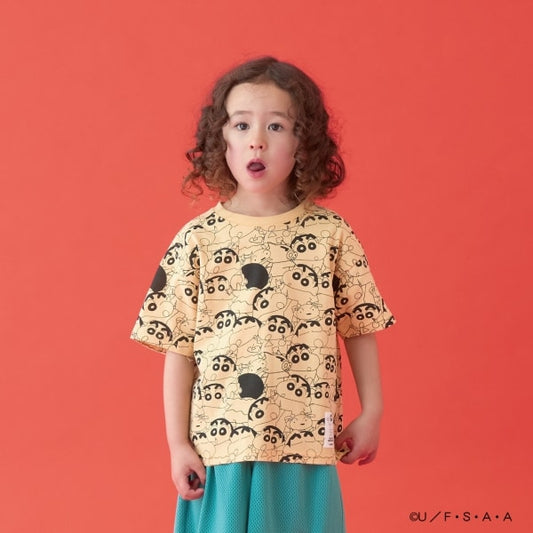 Japanese children's clothing b・R# x Crayon Shin-chan cool contact absorbent quick-drying series Shin-chan short-sleeved top 100-140cm boys/girls summer TOPS 
