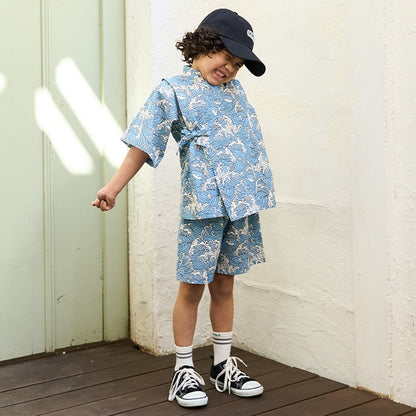 Japanese children's clothing b・R# Jinbei Japanese Kimono 100-130cm Boys Summer TOPS PANTS Japanese Summer Festival Special 