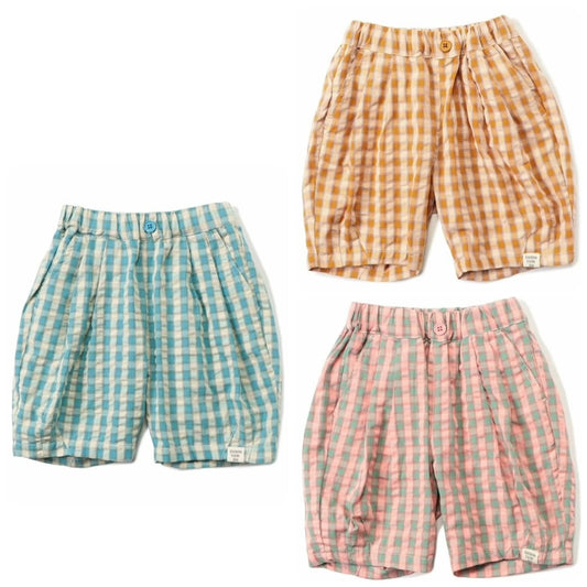 Japanese children's clothing BREEZE plaid shorts 90-140cm girls summer PANTS 