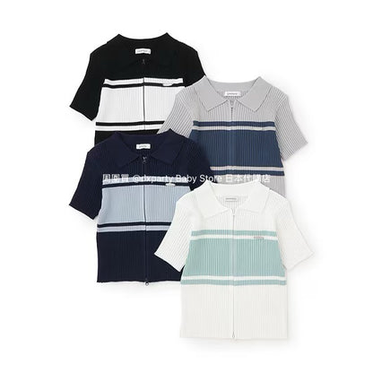 Lovetoxic Japanese Children's Clothing Zipper Cropped Top 140-160cm Girls Summer TOPS OUTERWEAR 