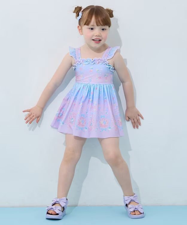 日本童裝 aF#a325 防UV 連身泳衣 100-140cm 女童款 夏季 夏日玩水泳衣特輯