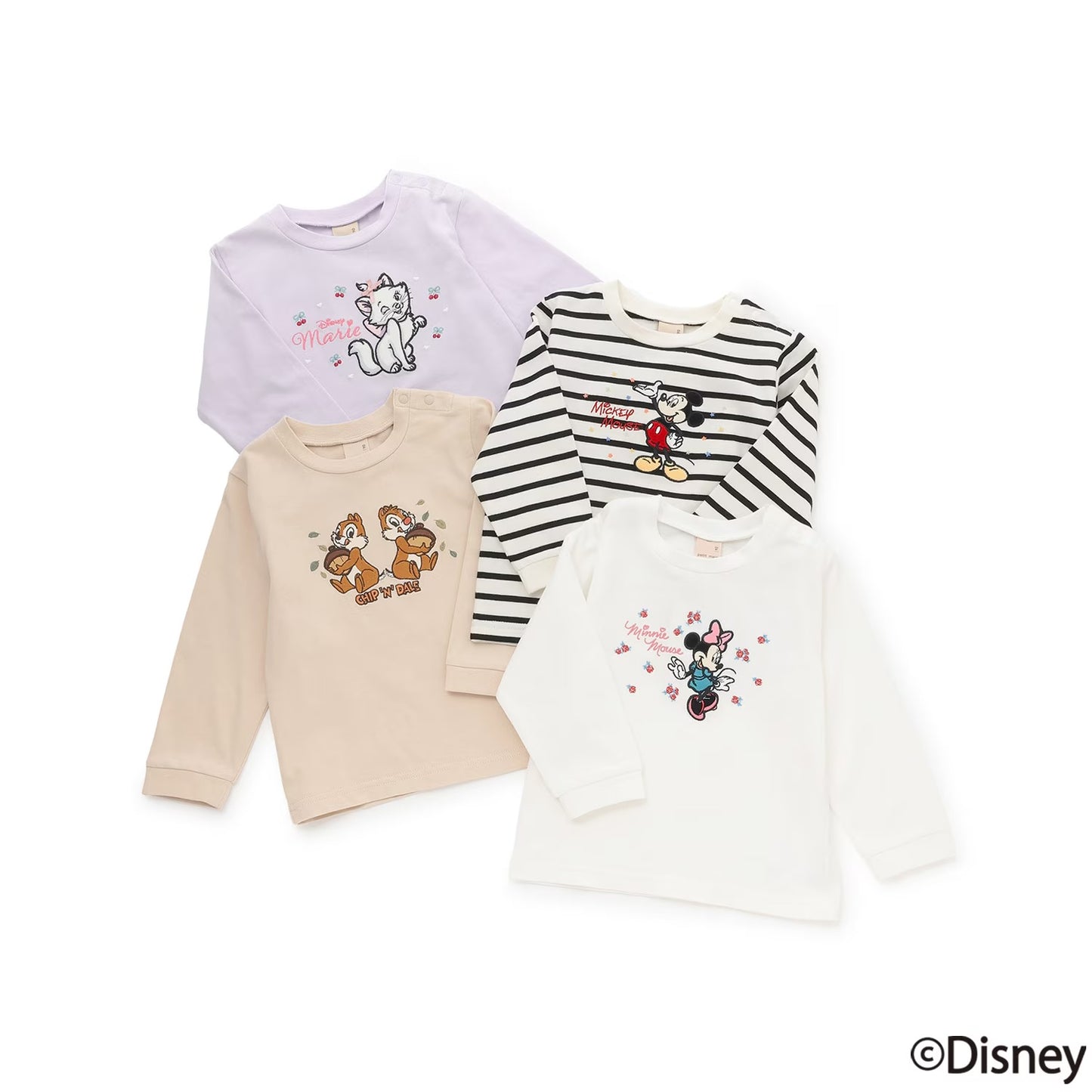 日本童裝 pe#main x Disney 圖案長袖上衣 80-130cm 男童款/女童款 秋季 TOPS