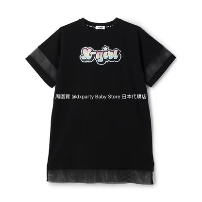Japanese children's clothing X-girl Stages mesh patchwork dress 80-140cm girls summer dresses 
